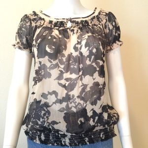 Express Sheer Pretty Printed Blouse Petite/Small
